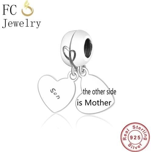 FC Jewelry Fit Original Brand Charm Bracelet Pulsera 925 Sterling Silver Two Half Letter Heart Son Beads Pendant Berloque 2019