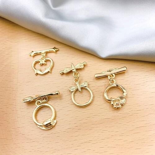 HAOSAW Choose 4Pcs/Lot OT Toggles/Multi Designs/DIY Making/Flower Shape/Hand Made/Genuine Gold Plating Charm/Bracelet Findings