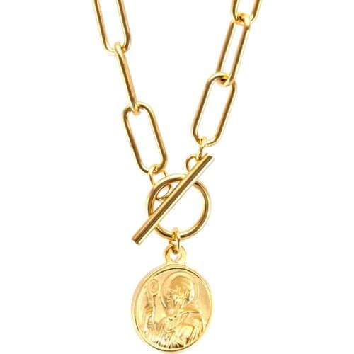 Saint Benedict Medal San Benito Necklace for women Long Choker OT buckle Stainless steel collares charms de moda Collier gift
