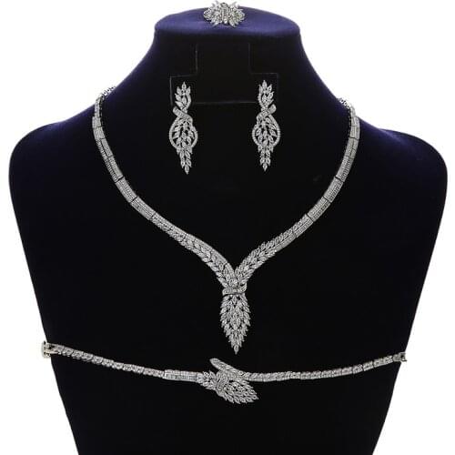 Jewelry Set HADIYANA Gergous Trendy Wedding Bridal Necklace Earring Ring And Bracelet Set High Qulaity CN1829 Conjunto de joyas