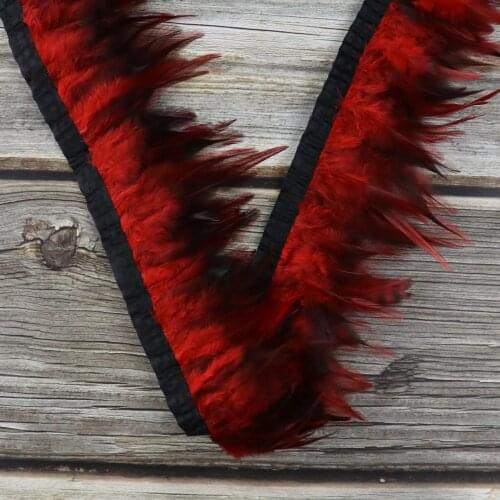 1 meter Red Chicken Feathers Trim Rooster Plumes on Ribbon for Dresses Clothing plume Decoration Sewing Crafts plums