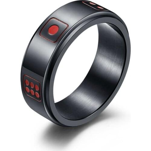 Fashion Titanium Steel Rotate Mens Rings Black Color Rings For Gifts Jewelry Good Quality