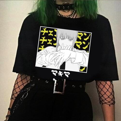 Chainsaw Man Makima T Shirt Mens Cool T-Shirt Round Neck Manga Tee Shirt Short Sleeve Tops