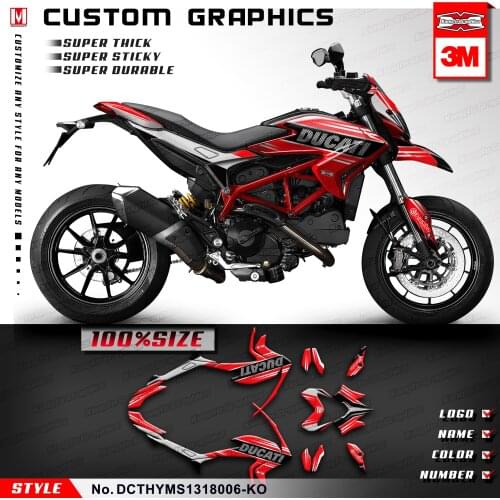 KUNGFU GRAPHICS Red Stickers Kit for DUCATI Hypermotard Hyperstrada 821 939 2013 2014 2015 2016 2017 2018, Customizable