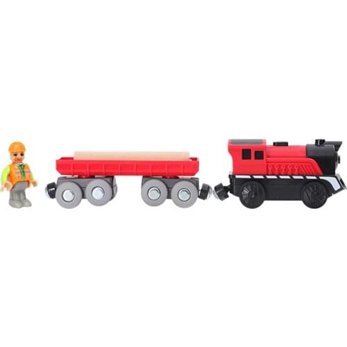 New Magnetic Electric Locomotive Toy Timber Transport Vehicle Toy Wooden Track Building Blocks Children Educational Kids Gift