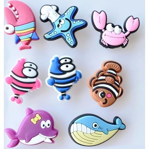 CSBL Infauna Ornament Decorations PVC Flexible Glue Shoe Buckle Eva Sandals Ornament Embroidery Shoes Ornament Cute Sea Fish