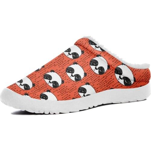 On-demand Printing and Shipping Personal Design Winter Panda Elements Winner Plush Home Cotton Slippers For Men and Women