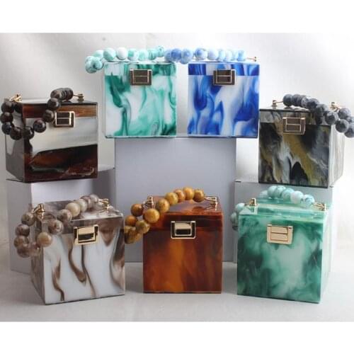 Gift Box Shape Women Acrylic Party Clutch Evening Tote Wedding Handbag Purse