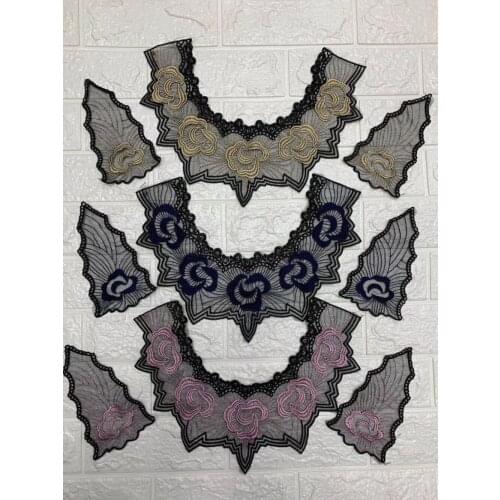 Polyester embroidery net base collar set applique,embroidery decoration collar set,HF190409B