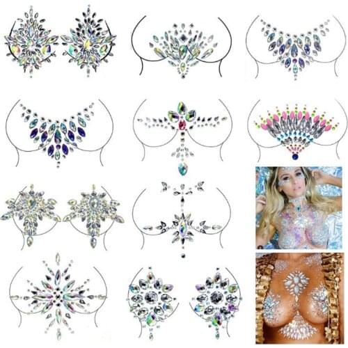 Nipple Cover Crystal Bra Stickers Adhesive Bra Breast Petal Pasties Breathable Bra Accessories Bra Pad Stickers Tattoo Sticker