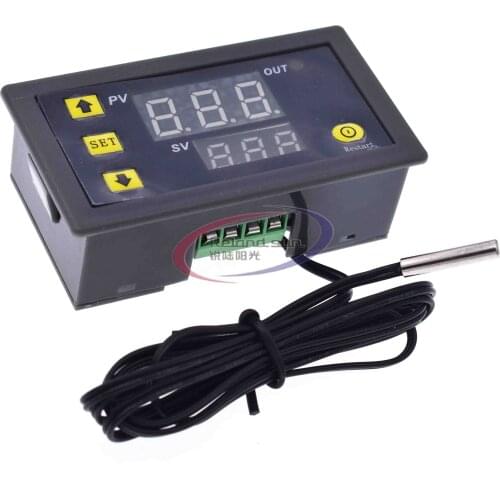 AC 110V -220V Dual LED Digital Display Temperature Controller with Temperature Sensor Probe Thermostat Regulator W3230