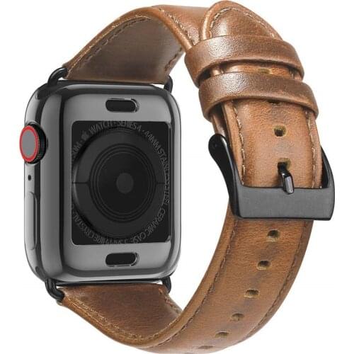 Leather correa cinturino for apple watch bands 44mm with Case for iWatch applewatch Series 4 5 band 40mm Strap armband wrist