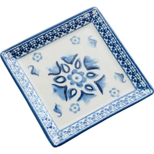 Hand Painted Blue and White Sushi Food Plate Plate Dish Ceramic Tableware Table