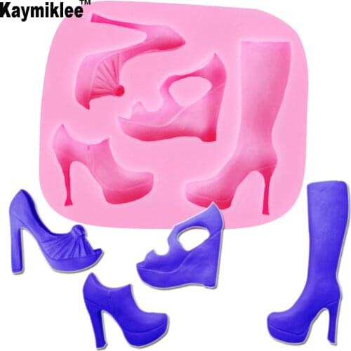 M304 DIY High Heel Shoes UV Resin Silicone Mold Fondant Chocolate Candy Gumpaste Surgarcraft Crystal Epoxy Soft Clay Bake Tools