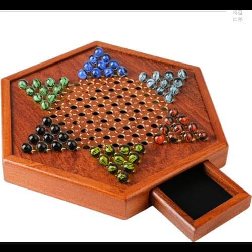 High Grade Multicolor Chinese Checkers Chess Set Wooden Hexagon Chessboard Game Educational Board Kids Halma Family Game Pieces