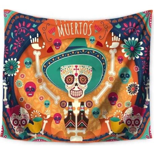 Bohemian hippie style funny skull tapestry tapestry boat cowboy hat art decorate individual home decor