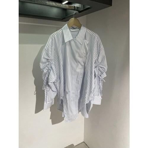 2021 women fashion Long sleeve striped loose shirt hd210804