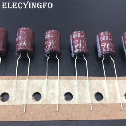 100pcs 680uF 6.3V680UF NCC KZE Series 8x11.5mm Low Impedance 6.3V680uF Motherboard Aluminum Electrolytic capacitor