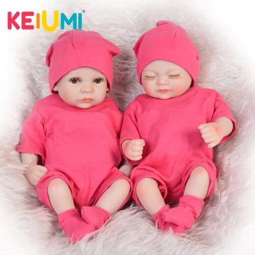 11 Inch Cute Mini Full Silicone Body Reborn Baby Dolls Real Looking Boy And Girl Babies Twins Doll For Children Birthday Gifts