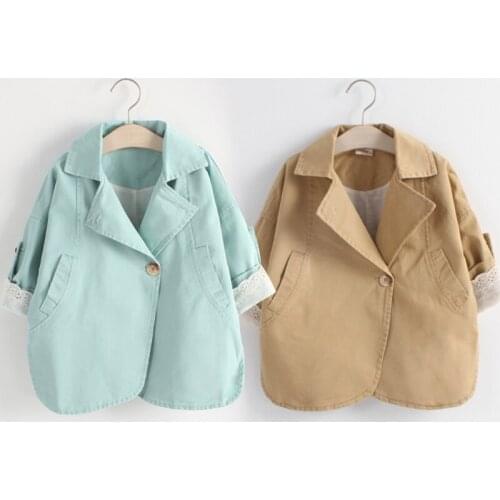 2018 Spring Autumn Winter 3-8 10 Years ChildrenS Clothing Three Quarter Sleeve Outerwear One Button Kids Baby Girl Trench Coat