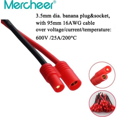 3.5mm brass gold-plated banana plug with silicone cable, aeromodelling connector, motor connection