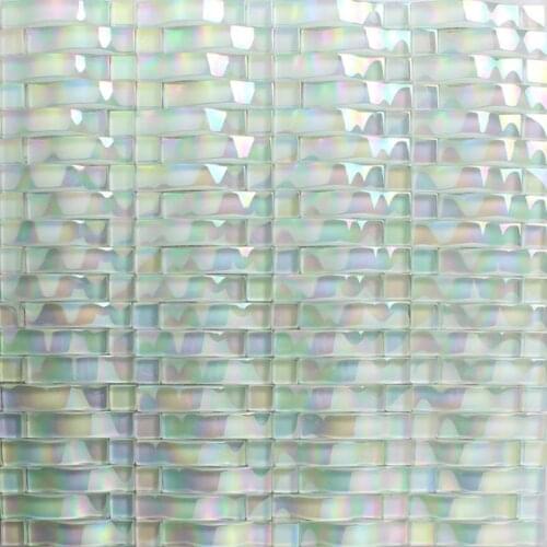 3D Pearl White Iridescent Crystal Glass Mosaic Tile for Kitchen Backsplash Bathroom Shower Room DIY showroom Wall decoration