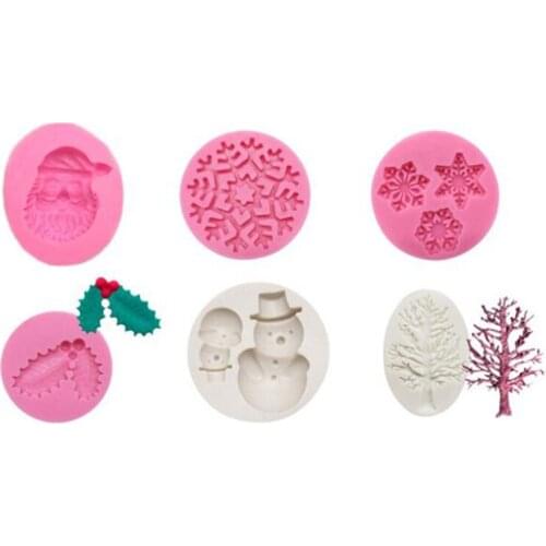 6Pcs DIY Resin Crystal Epoxy Mould Christmas Tree Santa Snowman Snow Flower Pendant Bag Decoration Resin Silicone Mould