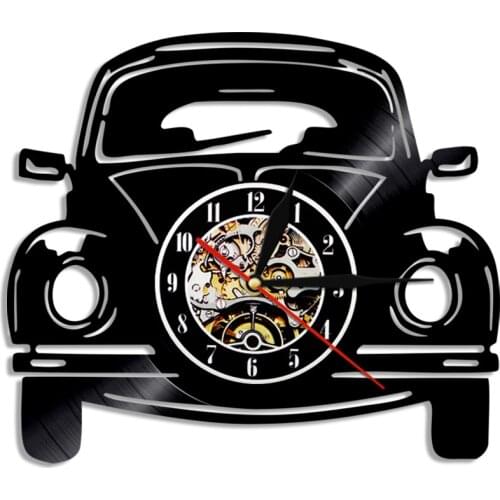 12" Car Design Vintage Vinyl Record Wall Clock Car Car LED Light Modern Home Decoration Gift For CAr Lovers