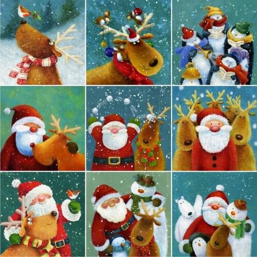 AZQSD Diamond Embroidery Santa Claus Mosaic Rhinestones 5D Diamond Painting Cartoon Christmas Cross Stitch Handicraft Home Decor