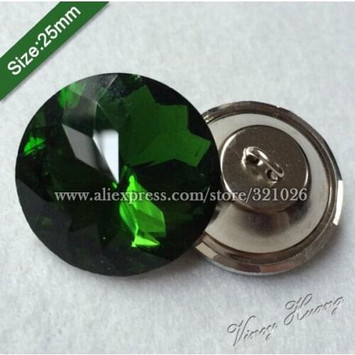 Free shipping 100PCS/LOT 25MM GREEN Redbud Crystal Glass Buttons, Sofa Buttons, Upholstery Rhinestone Buttons,Headboard Buttons