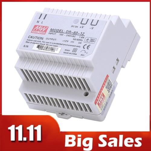 WSFS Hot Din rail power supply 60w 12V ac dc converter dr-60-12 power supply 12v 60w good quality comply with EN55022,CLASSA