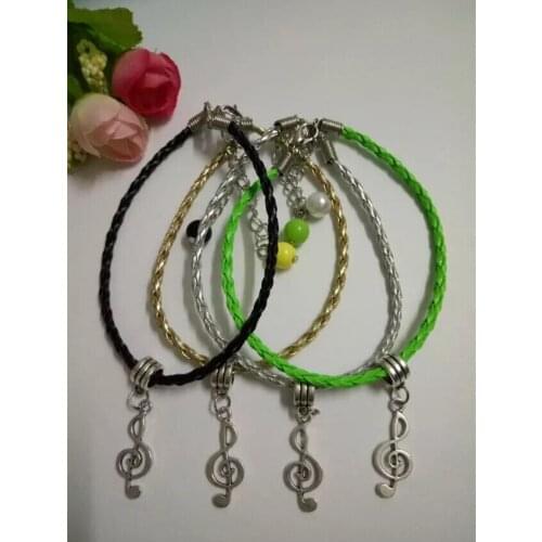 Musical Note Bracelet Jewelry Vintage Multicolor Bead Charm Pendant Blending Braided Rope Bracelet Jewelry 53