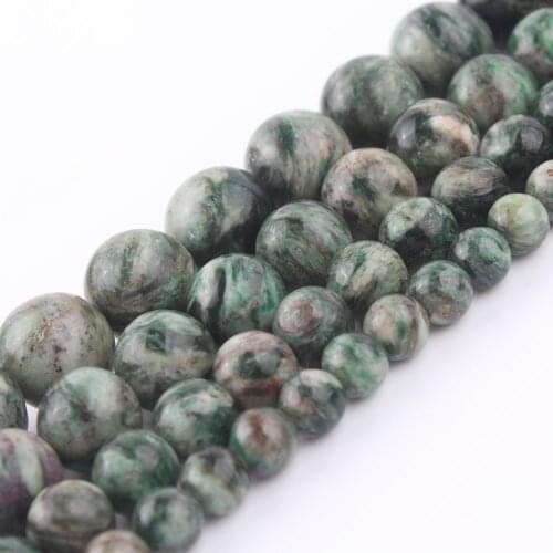 High Quality Natural Emeralds Beads Green Gems Stone Loose Round Beads for Jewerly Making DIY Bracelets 6/8/10/12mm