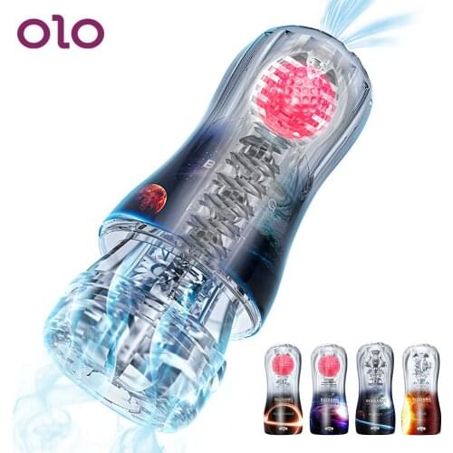 OLO Masturbatings Sex Trainer Glans Ball Stimulator Male Masturbation Cup Vacuum Sex Cup Transparent Soft Pussy Sex Toys for Men