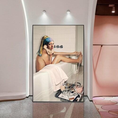 Girl with A Pearl Earring Poster Bathroom Nordic Canvas Painting on The Wall Art Picture for Living Room Decoration Home Decor