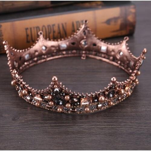 European Royal King Queen Crown Crystal Wedding Head Jewelry coroa casament Tiaras and Crowns Bridal Hair Accessories Pageant
