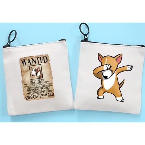 Pit Bull Terrier With Tattoos Hipster Canvas Coin Purse Coin Purse Collection Canvas Bag Small Wallet Zipper Key Bag Hand Gift