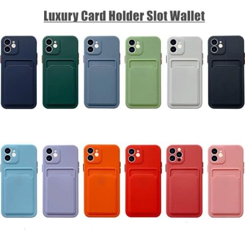 Card Bag Candy Color Phone Case For iPhone 11 12 Pro Max 12 Mini XS Max X XR 7 8 Plus 11 12 Pro Case Shockproof Protector Cover