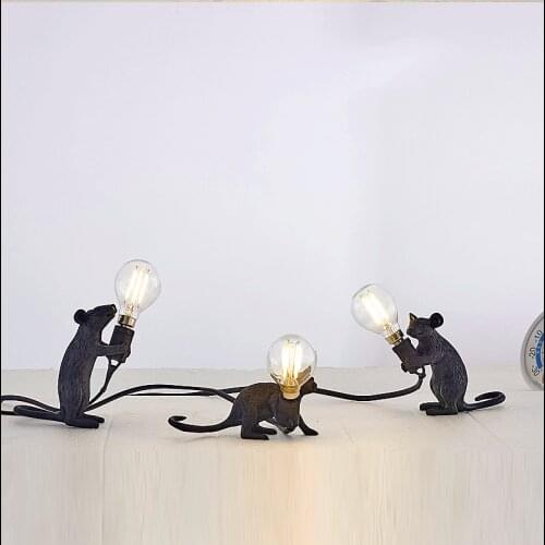 Nordic creative resin animal mouse night light LED living room bedroom bedside lamp home decoration table lamp with socket
