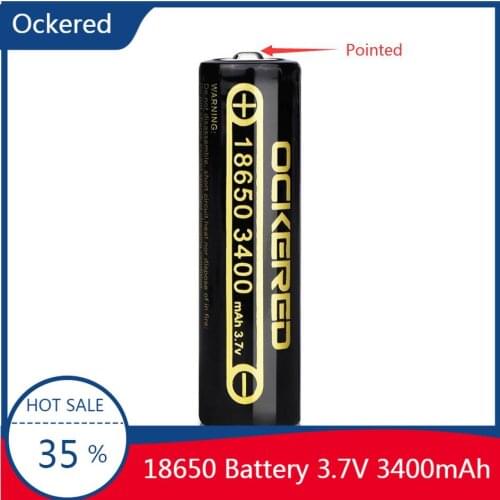 Ockered New 18650 Rechargeable Bettery 3400mAh 3.7V 18650 Lithium Replacement Battery for Flashlight Remote Control (Pointed)