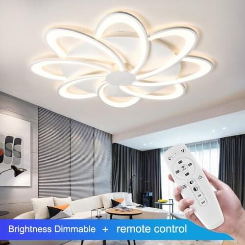 Modern LED Chandelier Lights for Home Living Room Dining Kitchen Bedroom White Acrylic Hanging Ceiling Lamp With Remote Control