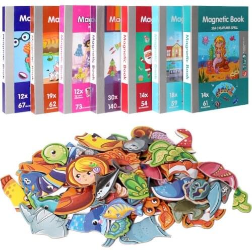 3D Magnetic Book Kids Puzzles DIY Jigsaw Toy Brain Training Game Learning Spell Puzzle Educational Toys for Children Magic Gifts