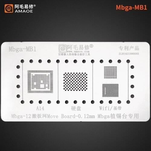 For iPhone 12 Pro Max Swap Board BGA Stencil A14 CPU Baseband Nand Flash Wifi IC Reballing Solder Tin Plant Net Amaoe MBGA-MB1