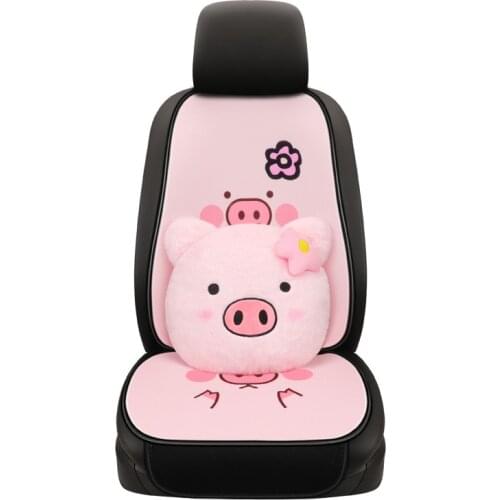 Cartoon Car Front Seat Cushion Back Bottom Cover Piggy Series Accessories for Girls Decor Protector Pink Cute Covers for Cars