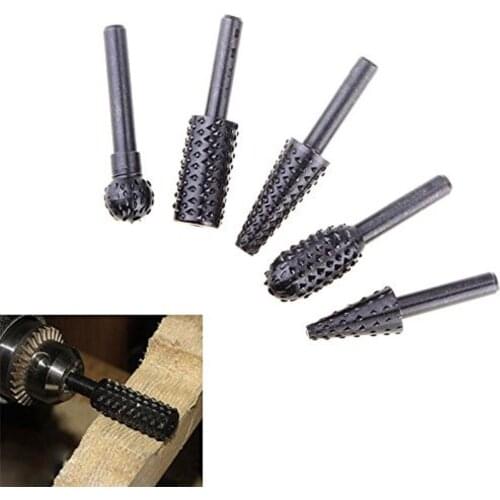 Rotary Burr Set 5 Piece Set Of Heavy Duty And Durable 1/4 Shank Rotary Rasp File Set Wood Carving Free Shipping
