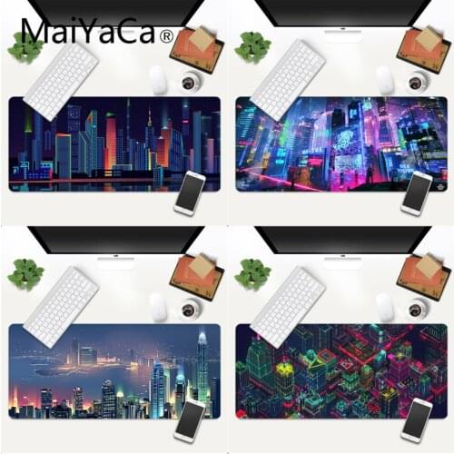 MaiYaCa 2020 New Neon Synthwave Buildings Comfort Mouse Mat Gaming Mousepad Mouse Mat xl xxl 600x300mm for Lol world of warcraft