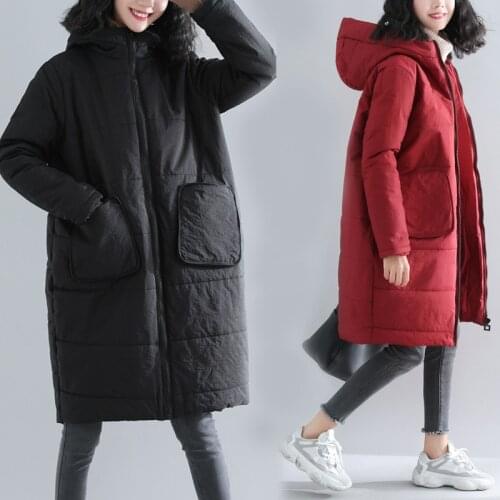 2020 New Winter Loose Large Size Hooded Cotton Coat Womens Mid-length Parkas Jackets Casual Plus Size Warm Winter Jackets 3b