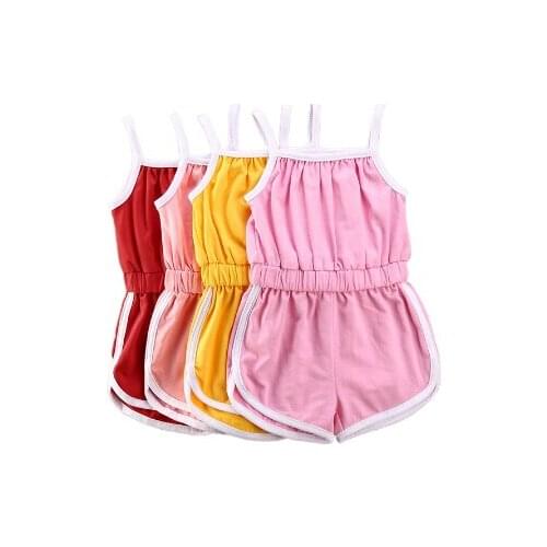 1-5Y Summer Toddler Baby Girls Rompers Solid Sleeveless Causal Lovely Jumpsuits Rompers Outfits 4 Colors