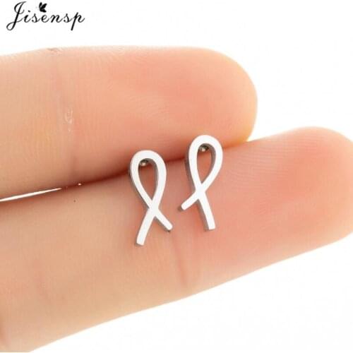 Jisensp Simple Creative Knot Stud Earrings Geometric Single Line Stainless Steel Earrings for Women Small Party Jewelry Gift