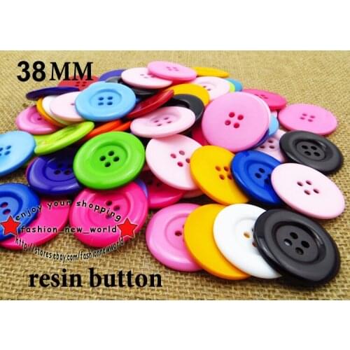 10PCS 38MM 4-Holes mixed colors Dyed RESIN buttons coat boots sewing clothes accessories R-038-38